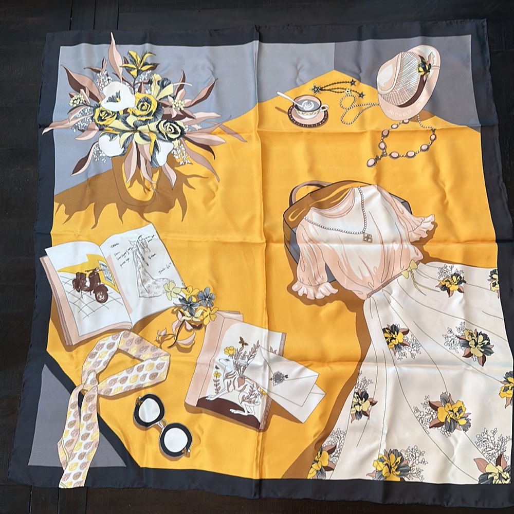 Michelia Alba silk scarf